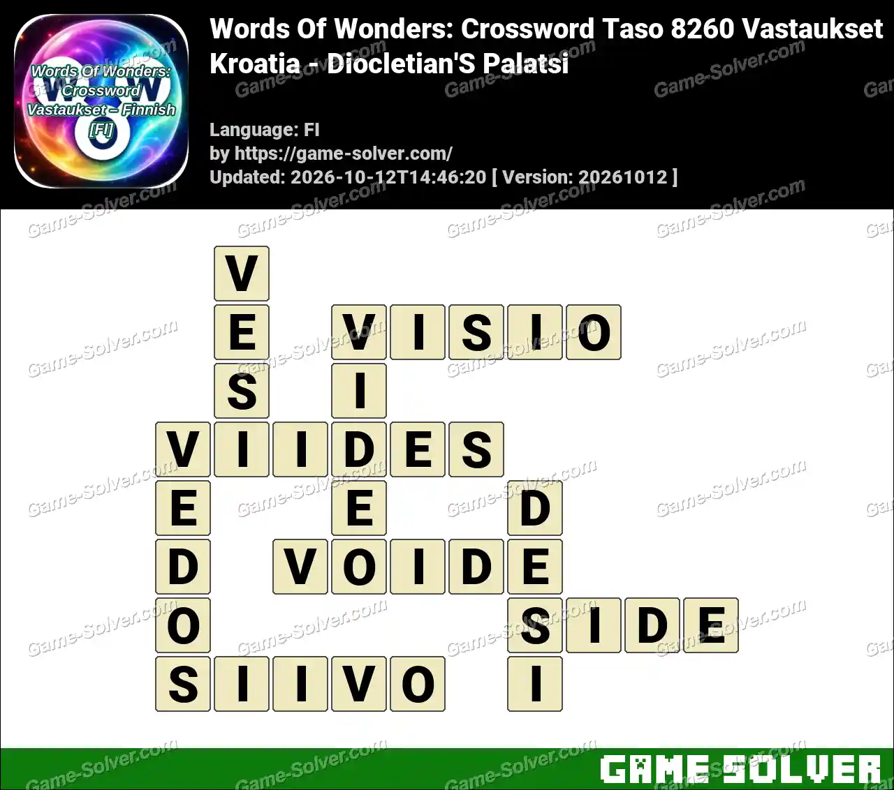 Words Of Wonders: Crossword Taso 8260 Vastaukset – Kroatia – Diocletian’S Palatsi